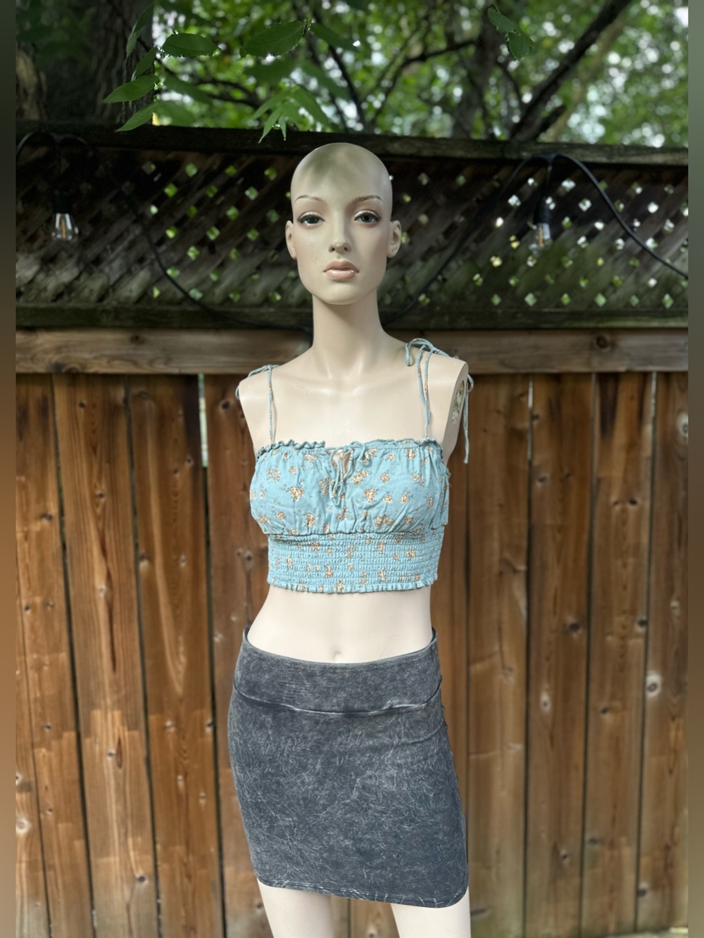 Baby Blue Floral Belly Top